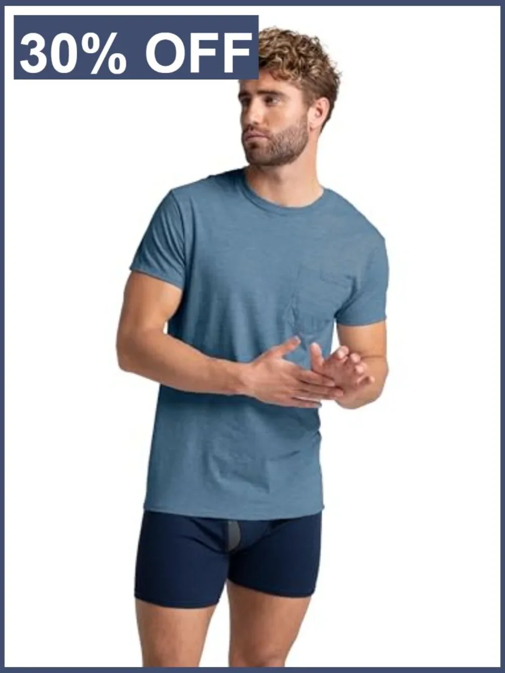 Men's Cotton Pocket Tee 3-Pack Moisture Wicking Crew Neck Short Sleeve